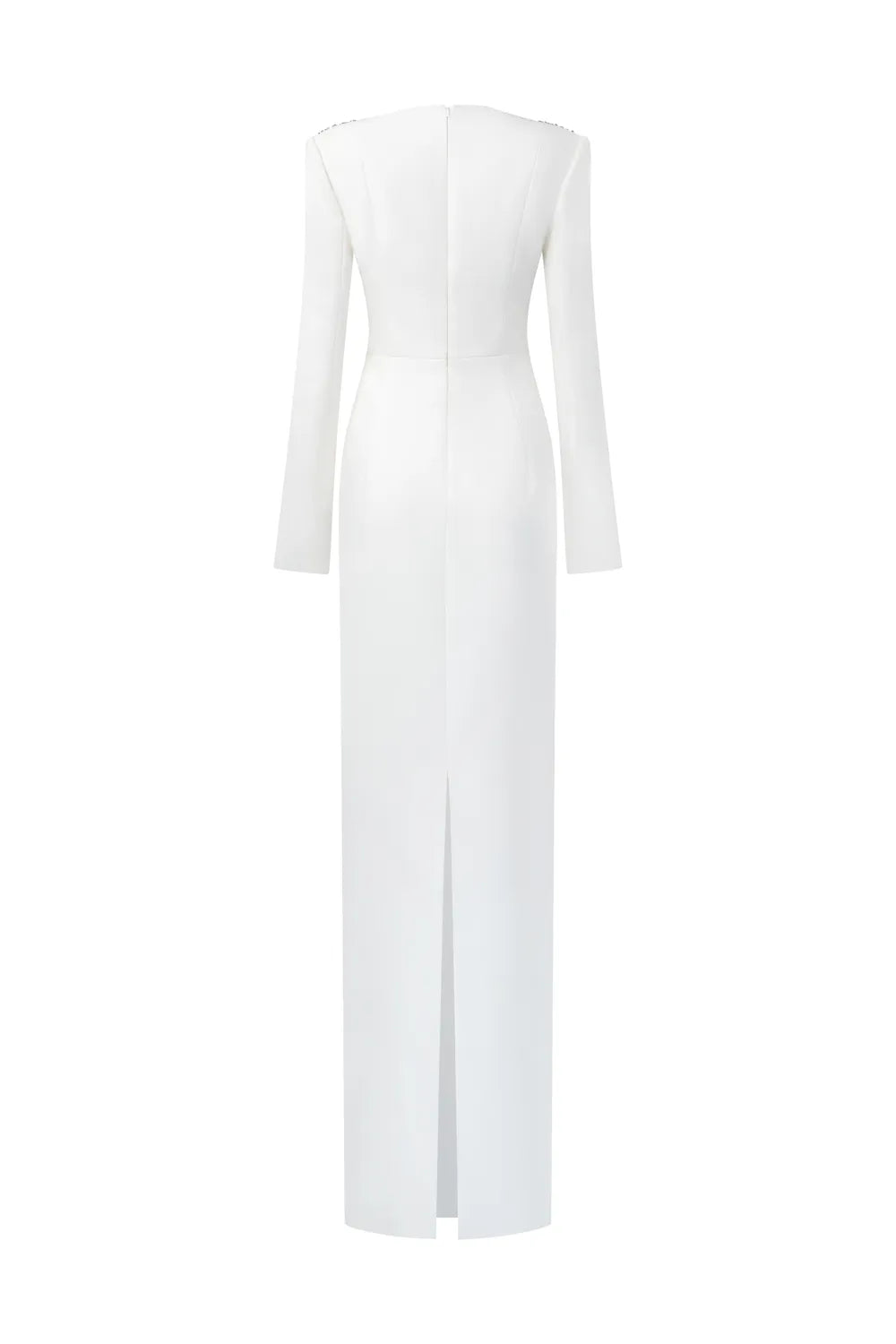 Crystal-Embellished Curved Neck Dress